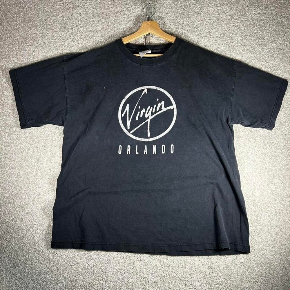 Vintage 90s Virgin faded and distressed black tee shirt tshirt Size 2x